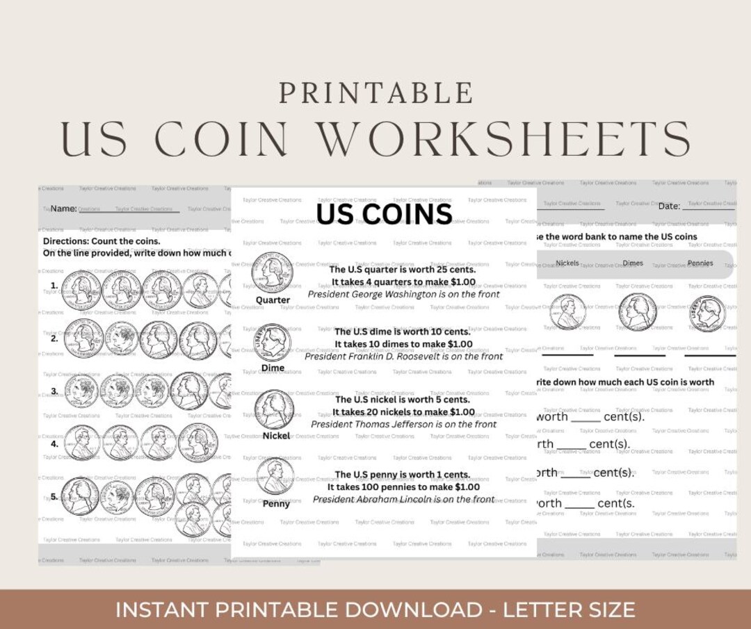 US Coin Identification Worksheet (printable & Downloadable) - Etsy
