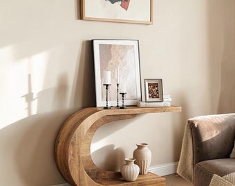Farmhouse Console Table Rustic Sofa Narrow Entryway Hallway C Shape