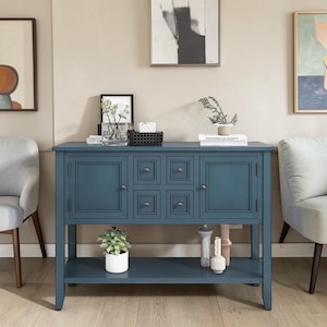 Navy Farmhouse Sideboard Cabinet Console Table Coffee Bar Storage Cupboard