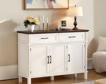 Farmhouse Buffet Cabinet Coffee Bar Sideboard Wood Storage Credenza Entryway Console