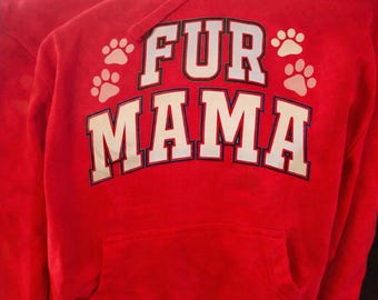 Cozy Varsity Fur Mama Hoodie, Dog Lover Paw Print Sweatshirt