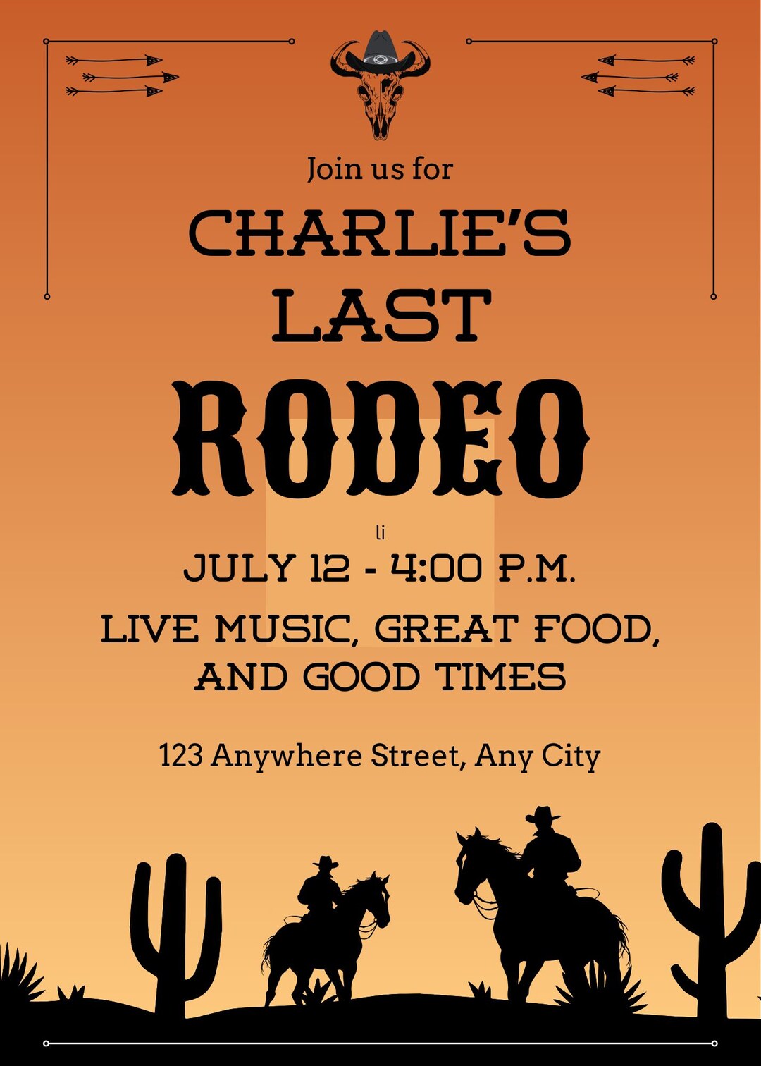 Custom Western Last Rodeo Digital Print Invitation - Etsy