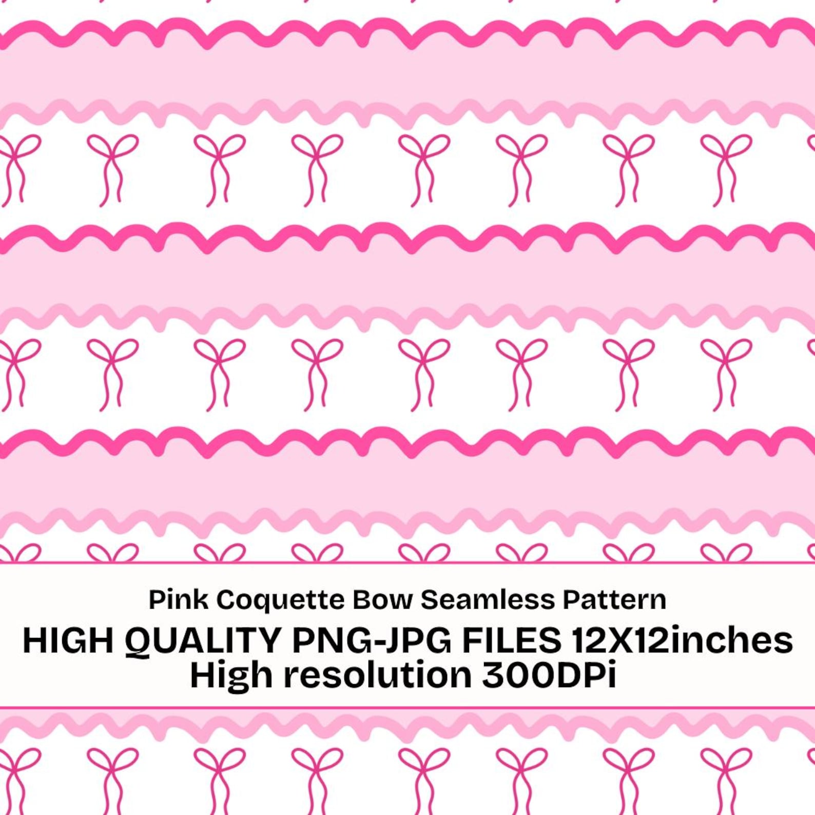 Pink Coquette Bow Seamless Pattern PNG JPG | Cute Girly Repeat Pattern ...