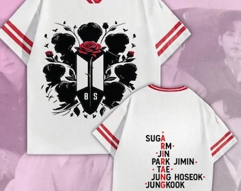 Kpop Inspired Floral Front Back Shirt PNG Bundle, Korean Music Fan Character Design, Cute Concert Tour Graphic, Aesthetic Apparel PNG
