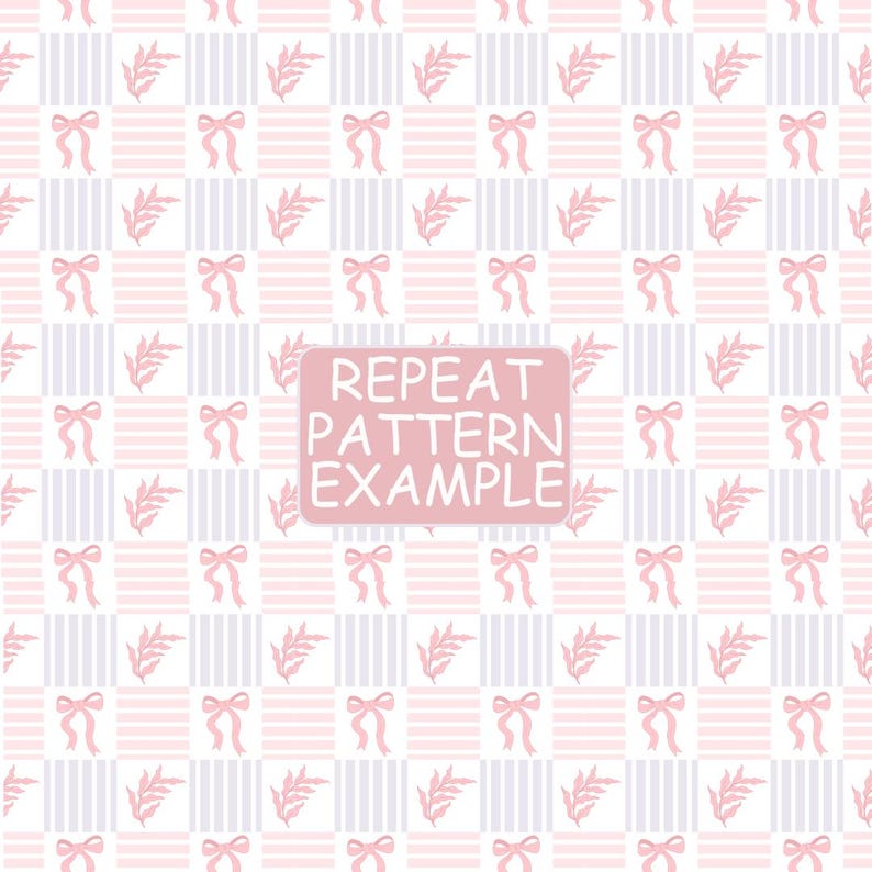 Pink Coquette Seamless Pattern PNG JPG | Cute Bow & Floral Digital ...