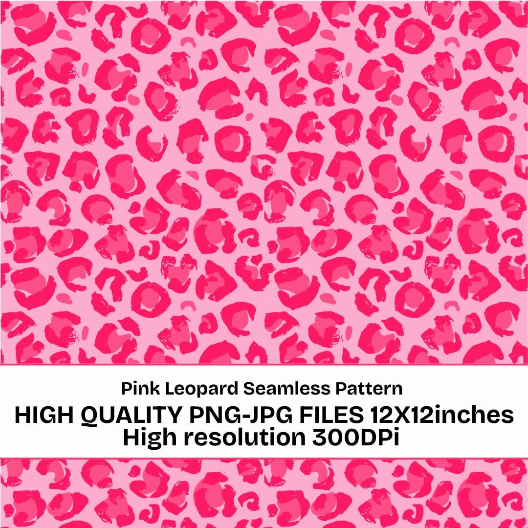 Pink Leopard Seamless Pattern PNG JPG, Pink Cheetah Print Digital Paper ...