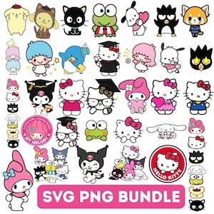 Imágenes prediseñadas de gatos kawaii / Paquete de imágenes PNG y SVG de amigos animales (descarga digital)
