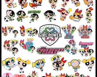 Powerpuff Girls SVG Bundle | Retro Cartoon Clipart, PNG SVG eps files Digital Download