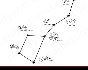 BTS Constellation Signatures Digital File, OT7 Map of the Soul Star Graphic, K-Pop Fan Art Decor, BTS Army Digital Download SVG png