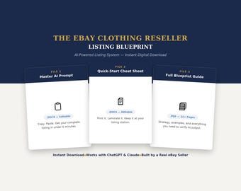 eBay Clothing Reseller Blueprint | AI Listing Template Bundle | Prompt + Guide + Cheat Sheet