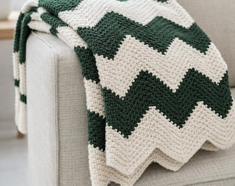 Schema PDF per coperta all'uncinetto a zigzag – Coperta a chevron 46x57