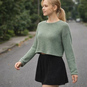 Top Down Knit Pullover Pattern PDF – Split Hem Sweater XS 4XL