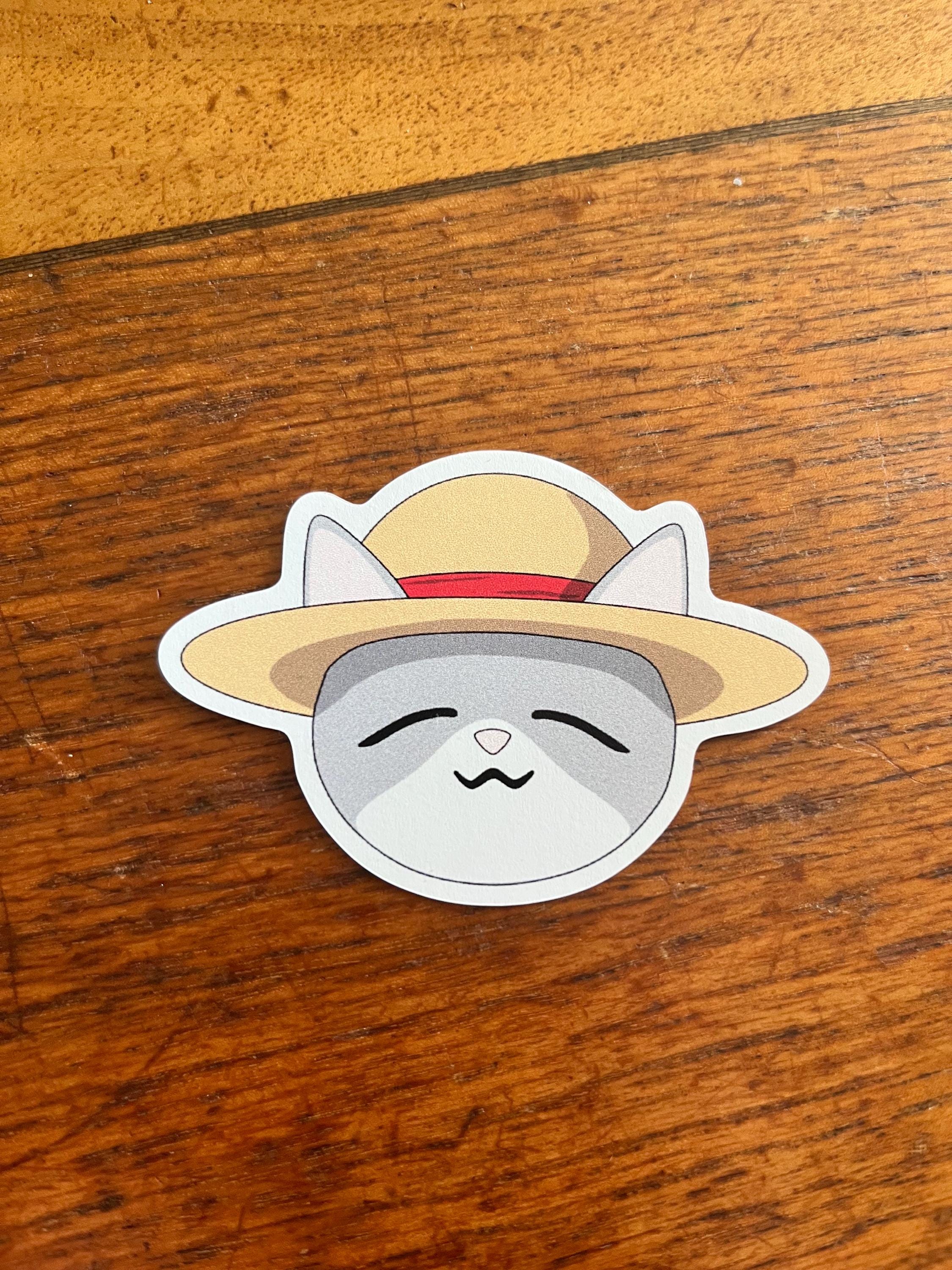 Kawaii Cat Straw Hat Vinyl Sticker - Etsy