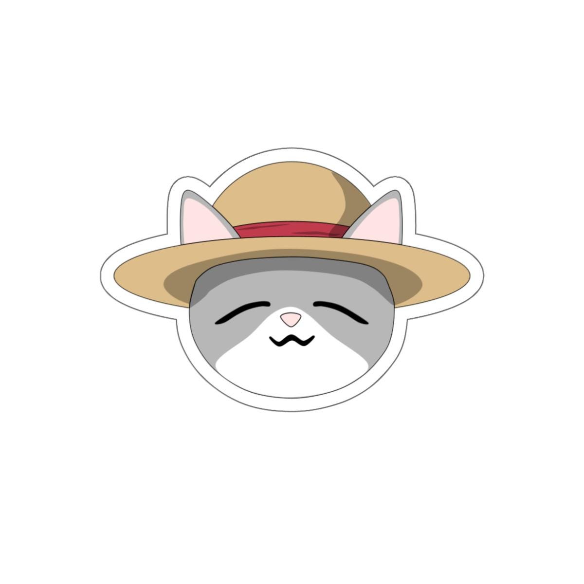 Kawaii Cat Straw Hat Vinyl Sticker - Etsy