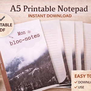 25 Pages Printable Planner A5, Minimalist Digital Planner, Aesthetic Notepad Bundle, Daily Planner, Journaling Pages, Instant Download