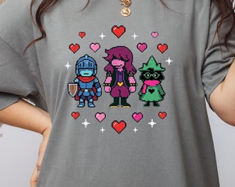 Camiseta de Deltarune Pixel Art, Camiseta de juegos de Kris Susie Ralsei, Camiseta retro indie RPG, Regalo para gamers