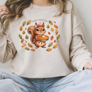 Cute Squirrel Fall Shirt, Autumn Baking Pumpkin Pie Tee, Thanksgiving Cottagecore Graphic, Baker Gift