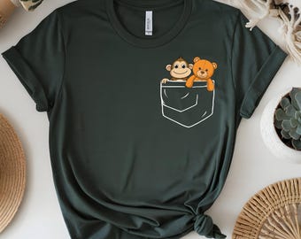 Baby Monkey Punch Shirt, Emotional Support Monkey Shirt, Sad Plush Monkey Tee, Cute Animal Graphic T-Shirt, Viral Baby Monkey