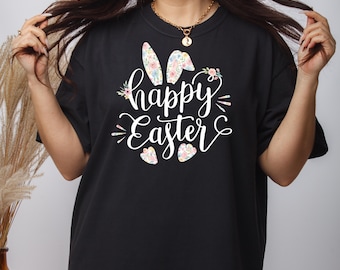 Happy Easter Shirt ,Cute Floral Bunny Ears Tee, Watercolor Easter Shirt, Spring Holiday Gift, Easter Outfit, Retro Bunny Shirt Tee