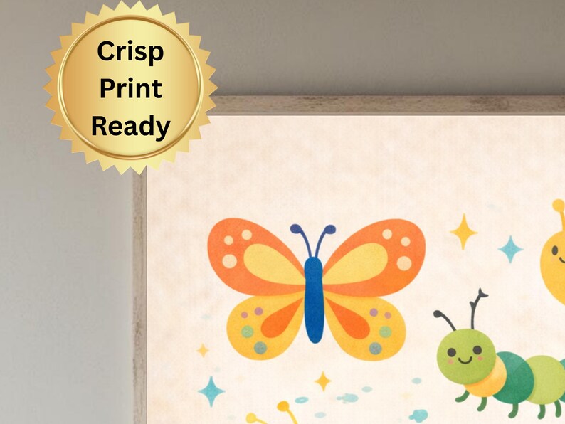 Cute Garden Bugs Wall Art – Whimsical Butterfly Snail & Ladybug Floral ...