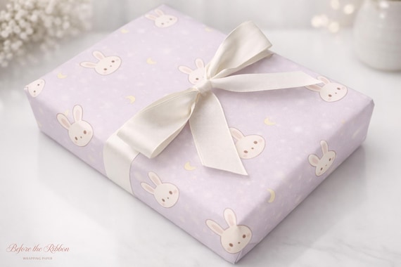 Bunny and Moon Wrapping Paper | Anime Gift Wrap