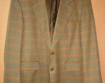 Herren Pierre Cardin Vintage Tweed Wolle Karo Jacke Blazer Größe IT 54 UK / US 44
