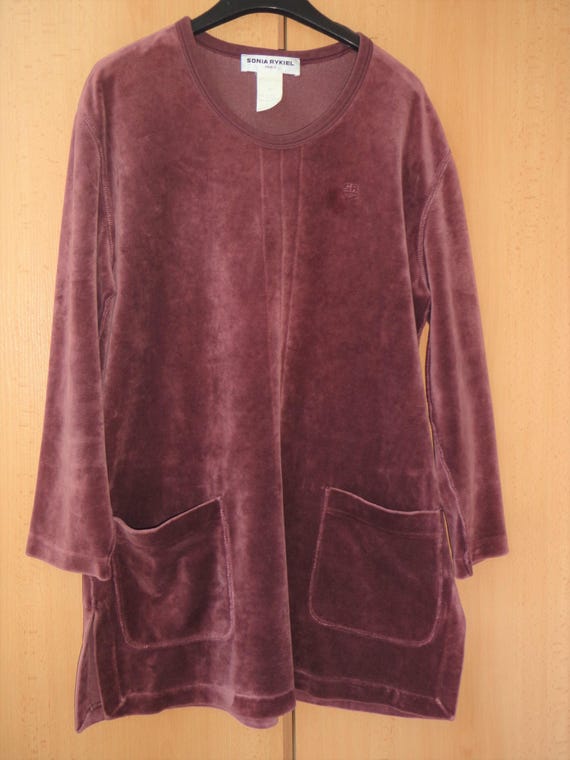Sonia Rykiel, Vintage Sonia Rykiel Paris purple velour velvet tunic / dress/ top size M