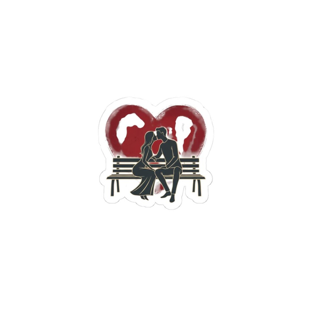 Kiss-cut Stickers, Romantic Bench Couple Sticker | Minimal Illustration ...
