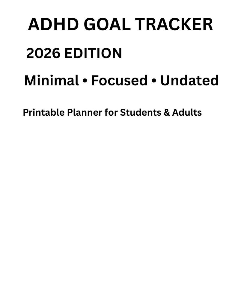 ADHD Goal Tracker Printable PDF | Goal Setting Planner for Adults ...