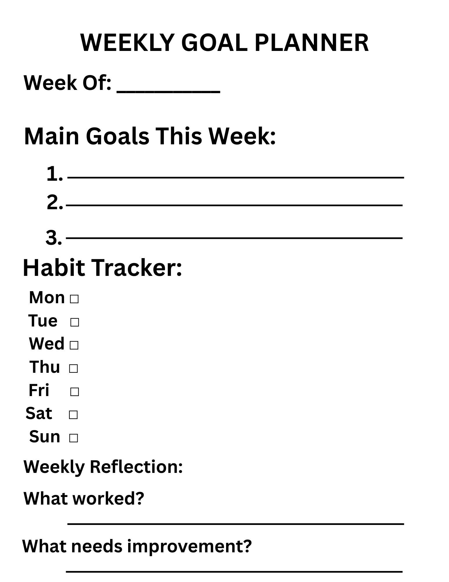 ADHD Goal Tracker Printable PDF | Goal Setting Planner for Adults ...