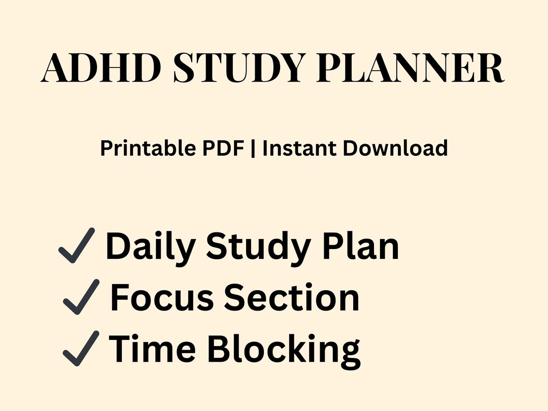 ADHD Study Planner Printable | Daily Student Focus Organizer PDF - Etsy