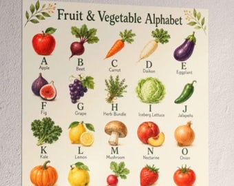 Digital Vintage Botanical ABC Kitchen Art Print
