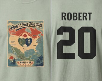 World Cup 2026 Custom Vintage North America Map Host Cities Comfort Colors Retro Soccer Gift Tee