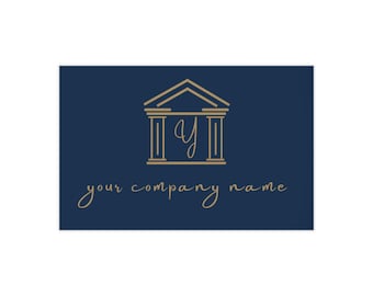 Gouden visitekaartjes met schriftlogo | Professioneel briefpapier marineblauw en goud