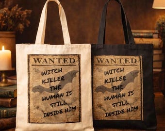 Fantasy Reader Tote Bag, Dark Academia Witchy Canvas Bag, Book Lover Gift