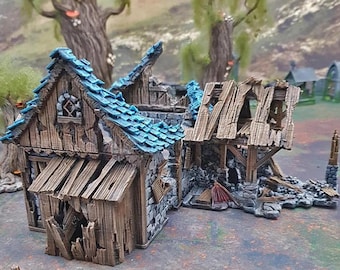 Destroyed Blacksmith Miniature Terrain (28mm Scale) – RPG Scenery