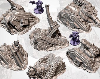 Sci-Fi & Grimdark Wargaming Terrain - 8 Wrecked Imperial Guard Tanks