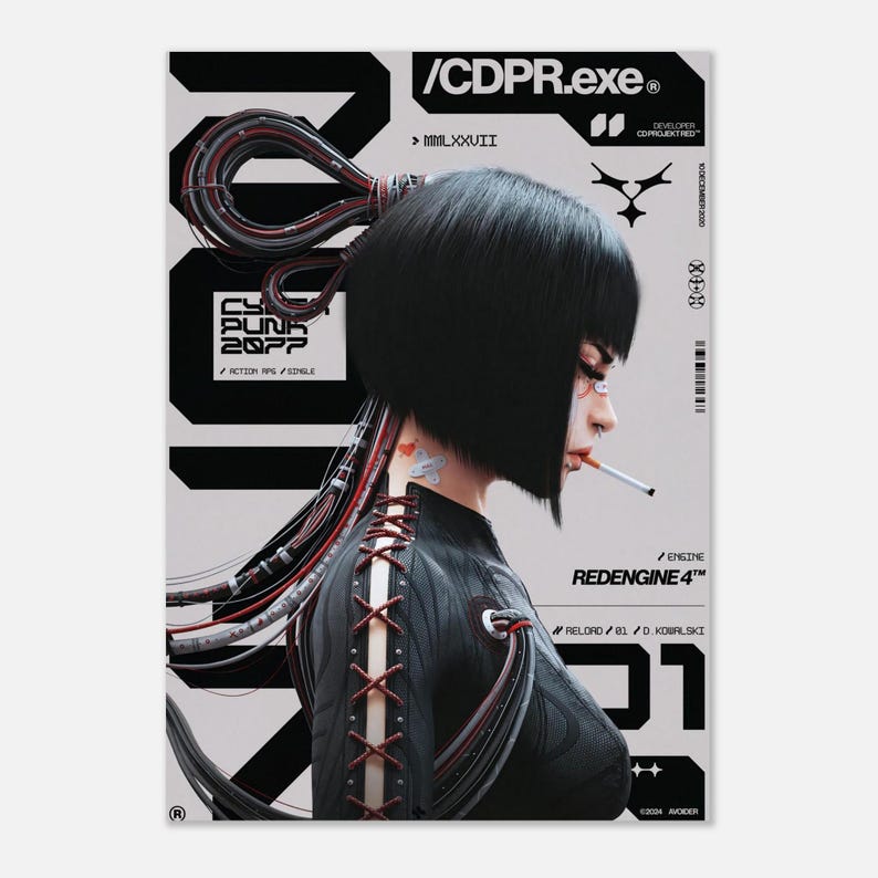 Posterprint met fanart van Cyberpunk 2077, futuristische sciencefiction muurdecoratie, futuristische print, decoratie voor je gamekamer. afbeelding 10