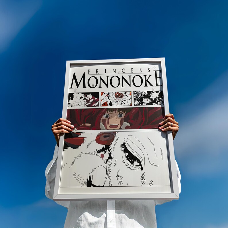 Plakat fanowski „Księżniczka Mononoke” – plakat Studio Ghibli, japoński plakat anime/manga autorstwa Hayao Miyazakiego, grafika ścienna Ghibli zdjęcie 1