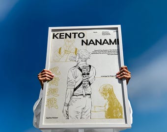 Fanart-poster van een elegante en charismatische anime-man, manga-kunst voor volwassenen, moderne wanddecoratie