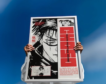 Plakat fanartowy – Bitwa Czarów – Demoniczny Obraz Śmierci, Plakat anime – Krwawa Moc, Minimalistyczna Dekoracja Ścienna Manga