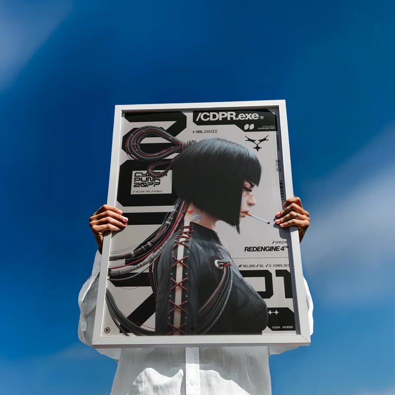 Posterprint met fanart van Cyberpunk 2077, futuristische sciencefiction muurdecoratie, futuristische print, decoratie voor je gamekamer. afbeelding 1