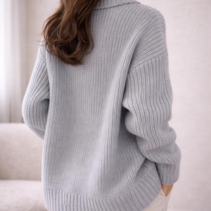 Oversized Cardigan Women, Chunky Knit Button Sweater, Soft Ribbed Fall Winter Layering Knitwear image 10