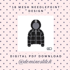 Schema di ricamo digitale in PDF per parka Aritzia SuperPuff 18 Mesh Needlepoint Canvas - Nero