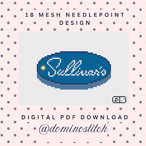 Sullivan’s Island Floater Keychain 18 Mesh Needlepoint Canvas Digital Stitch Chart PDF Download