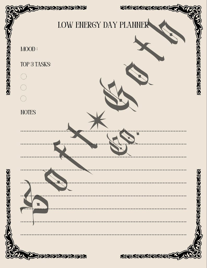 Soft Goth Planner | Low Energy ADHD Friendly Journal (Digital Download A4/US Letter) image 4
