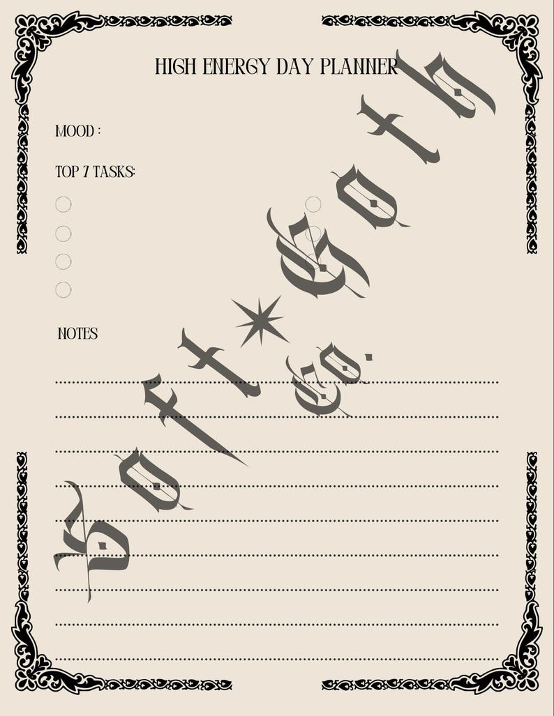 Soft Goth Planner | Low Energy ADHD Friendly Journal (Digital Download A4/US Letter) image 6