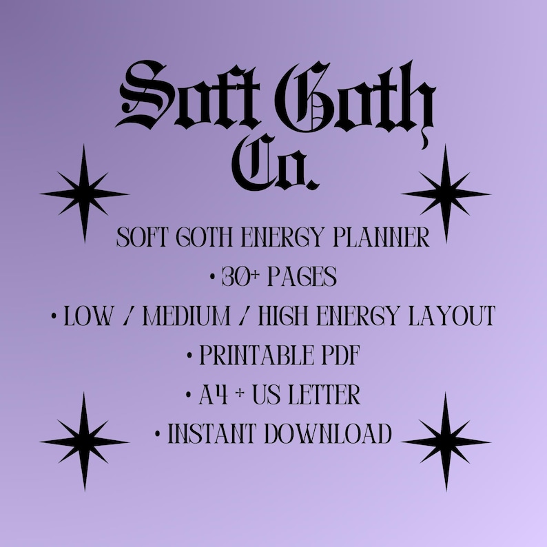 Soft Goth Planner | Low Energy ADHD Friendly Journal (Digital Download A4/US Letter) image 1