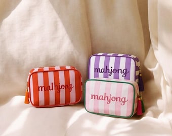 Gepersonaliseerde Cosmetische Tas - Gestreepte Make-up Tas, Tasje met Naam