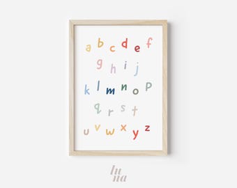 Colourful Alphabet Printable | ABC Wall Art for Kids Room, Nursery & Playroom | Digital Download